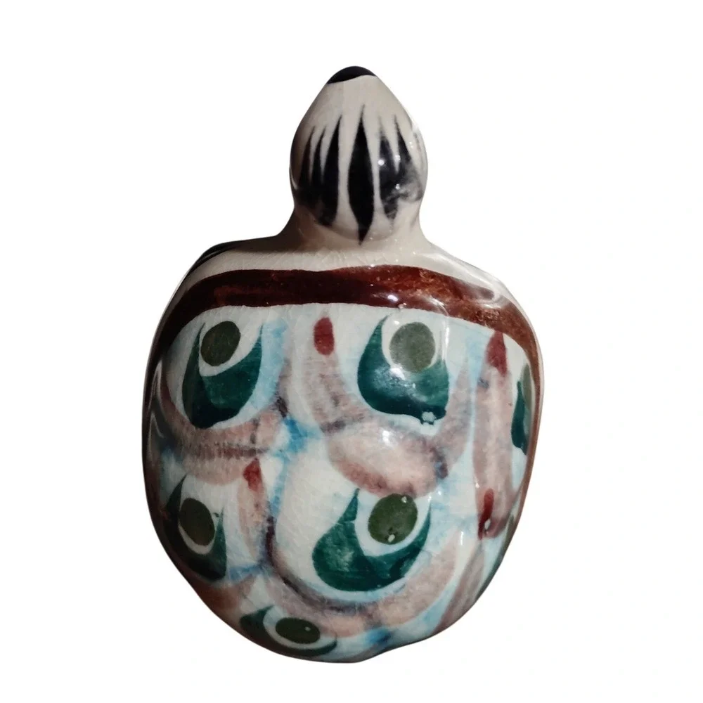 Vintage Tonala Mexican Folk Art Hand Painted Ceramic Turtle Figurine Glazed - Picture 4 of 6